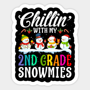 Chillin With My 2Nd Grade Snowmies Teacher Xmas Gi Sticker